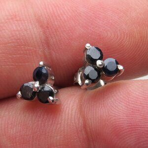 *925 Sterling Silver Genuine Sapphire Earring Studs